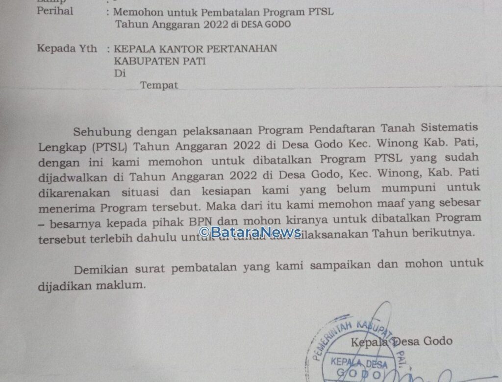 Panitia PTSL Dan Berkas Sudah Berjalan, Kades Godo Batalkan programnya
