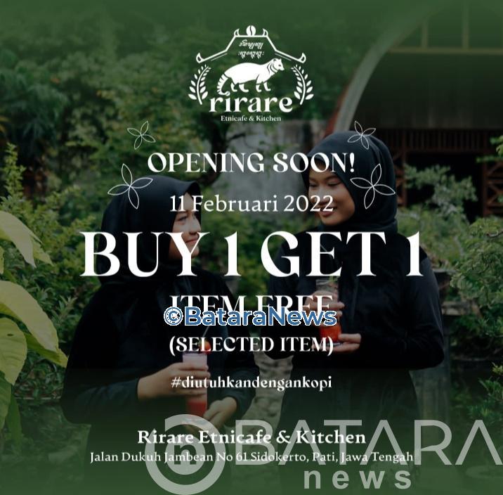DIUTUHKAN dengan KOPI Satu dapat 1 Item Spesial dari Rirare Etnicafe & Kitchen DIUTUHKAN dengan KOPI Satu dapat 1 Item Spesial dari Rirare Etnicafe & Kitchen