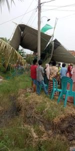 Di Terpa Angin Tenda Pengajian Haul Mbah Demang Sali Tayu Ambruk