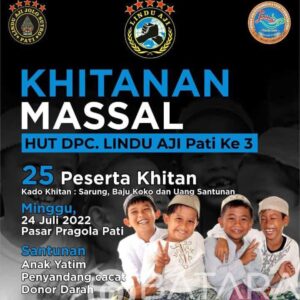 Lindu Aji Jolosutro Pati adakan Sunatan Masal Untuk 25 Anak, yang Berminat Dapat Mendaftarkan Sekarang