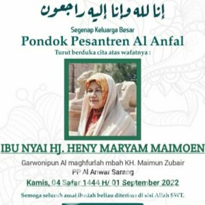 Kabar Duka dari Sarang, Nyai Heni Maryam istri KH Maimoen Zubair Berpulang