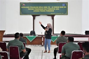 Prajurit dan PNS Korem 071/Wijayakusuma Terima Sosialisasi Perjanjian Kerja Sama Antara TNI AD Dengan Bank BRI Purwokerto