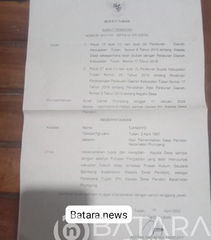 Elit Birokrasi Tuban Mulai Berkelit Ihwal Persoalan Dugaan SK PLT Kades Penidon Yang Palsu