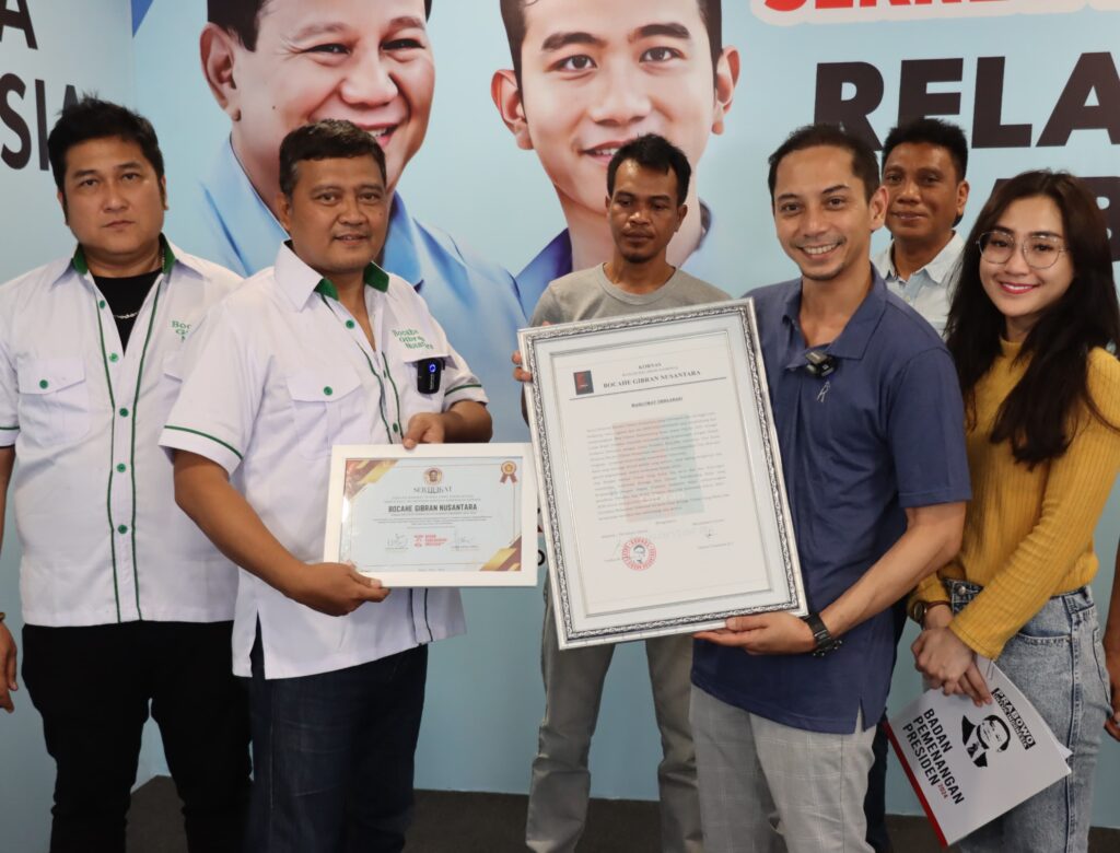 Relawan Bocahe Gibran Nusantara Dapatkan Sertifikat TKM Siap Menangkan Nomor Urut 2 Di satu Putaran