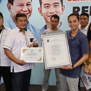 Relawan Bocahe Gibran Nusantara Dapatkan Sertifikat TKM Siap Menangkan Nomor Urut 2 Di satu Putaran
