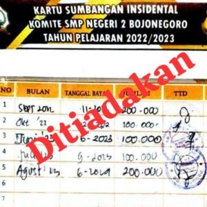 Paska Dikabarkan, SMP N 2 Bojonegoro Dinyatakan Bersih Dari Pungutan Apapun Alias Gratis Tiss