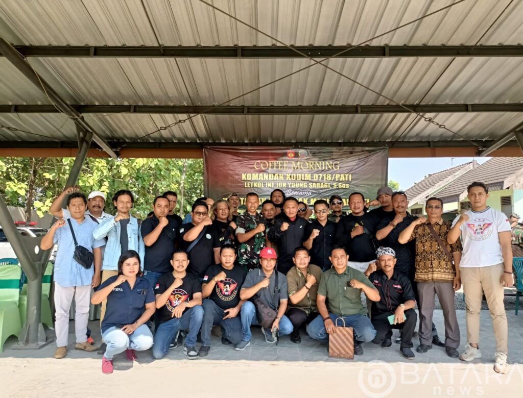 Coffe Morning di Lapangan Tembak Kompi C 410 alugoro Pati, Dandim Ajak Bersinergi Media Bersama Menjaga Kedaulatan Negara