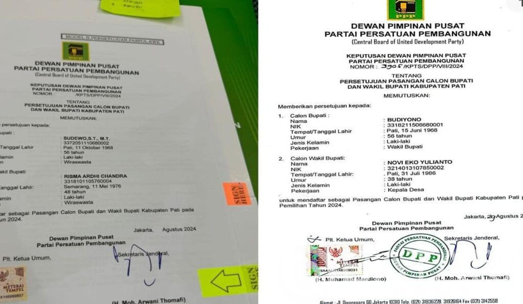 Dugaan Rekom PPP Abal-abal Sudewo-Chandra, Terjawab Faktanya Turun Ke Budiyono-Novi