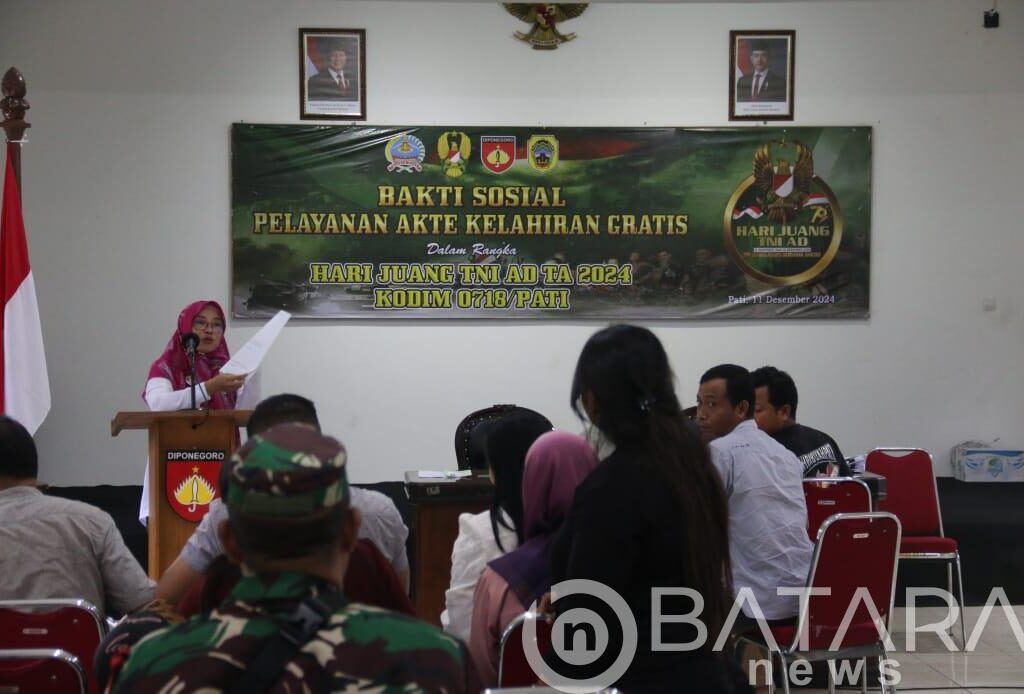 Kodim 0718/Pati Gandeng Disdukcapil Gelar Baksos Pembuatan Akte Kelahiran Gratis