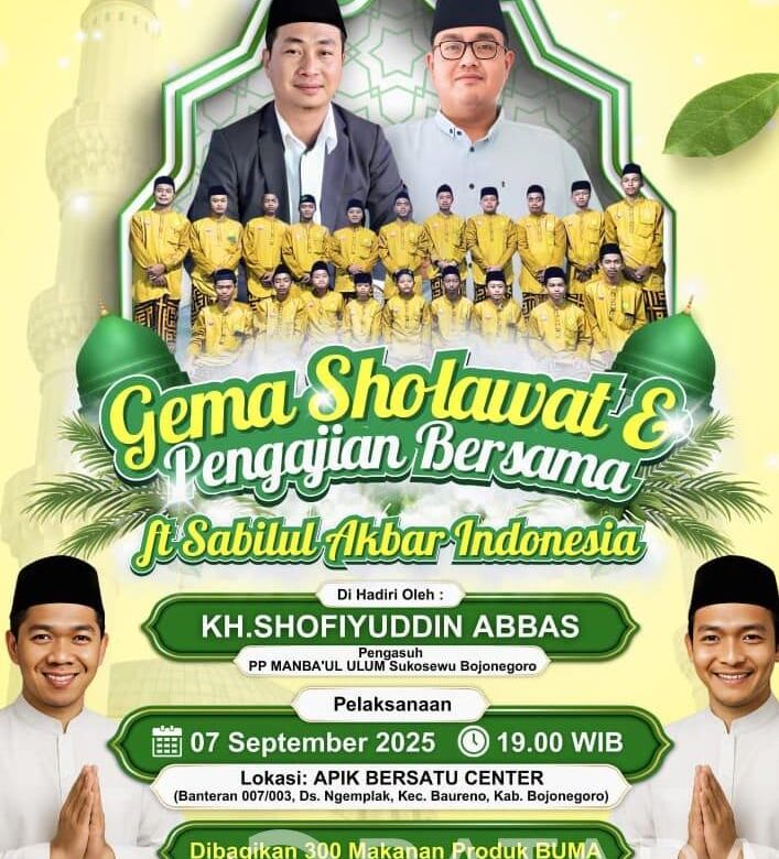 Gema Sholawat & Pengajian Bersama Merajut Ukhuwah dan Kebersamaan,Gus Udin Makmun Abbas dan R.Herjuna di Apik Bersatu Center