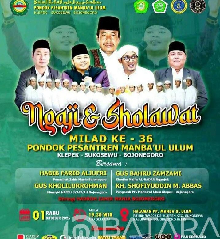 Ngaji dan Sholawat Warnai Milad ke-36 Pondok Pesantren Mamba’ul Ulum Klepek Bojonegoro
