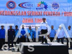 Komitmen Damai dalam Perjuangan Upah 2026, Apel Kebangsaan Serikat Pekerja/Buruh Jawa Timur Tertib