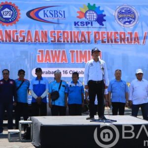 Komitmen Damai dalam Perjuangan Upah 2026, Apel Kebangsaan Serikat Pekerja/Buruh Jawa Timur Tertib