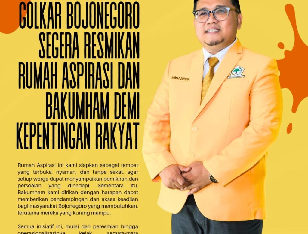 Golkar Bojonegoro Segera Resmikan Rumah Aspirasi dan Bakumham, Wujud Nyata Kepedulian untuk Rakyat