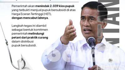 Kementan Cabut Izin 2.039 Kios Pupuk Nakal, Selamatkan Petani dari Potensi Kerugian Rp600 Miliar