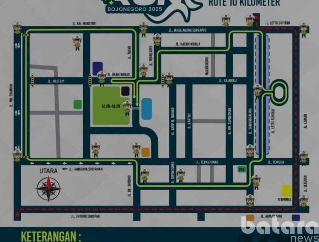 Rekayasa Lalu Lintas Bojonegoro Malam Ini, Medhayoh Night Run 2025 Digelar dengan Rute 10 Kilometer