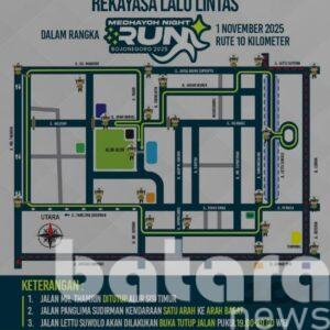 Rekayasa Lalu Lintas Bojonegoro Malam Ini, Medhayoh Night Run 2025 Digelar dengan Rute 10 Kilometer